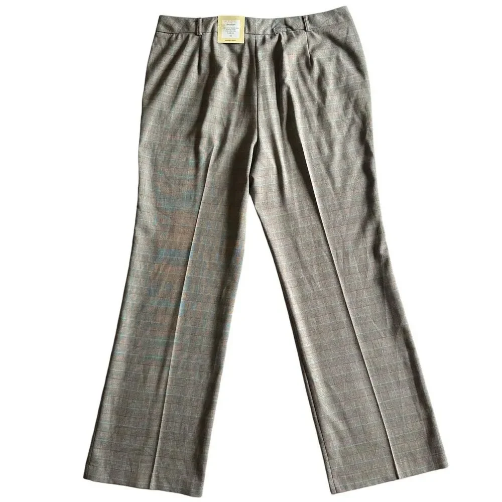 Dressbarn NWT‎ Brown & Blue Plaid Straight Leg Slacks Sz 16 Plus Size Y2K 2000s